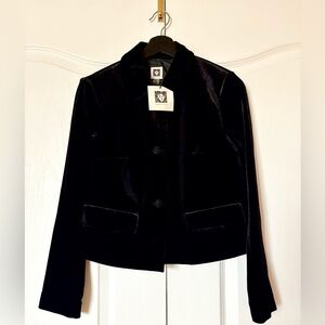 Anne Klein Elegant Black Velvet Women's Jacket Size Small